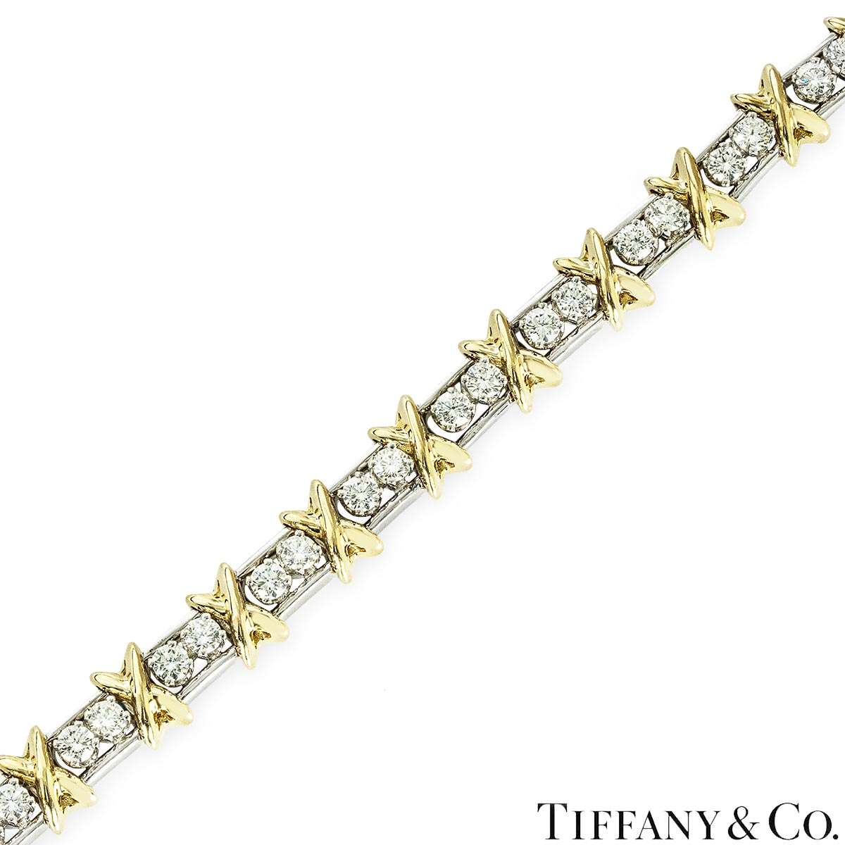 Tiffany & Co. Yellow Gold & Platinum Diamond Schlumberger Sixteen Stone Bracelet 72613465